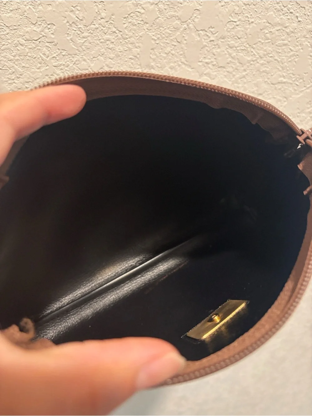 Burberry Vintage Tan Plaid Toiletry Pouch with Brown Trim